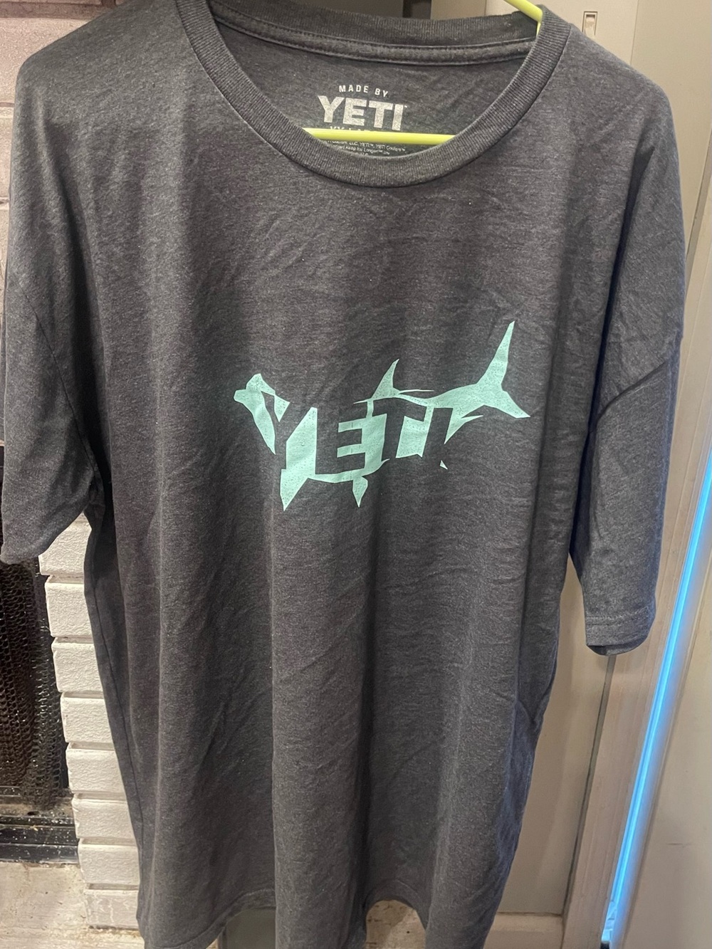 Yeti Dark Gray Short Sleeve Tee with Teal Logo